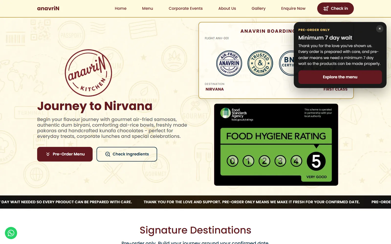 Anavrin Kitchen restaurant website — built by Kode studio