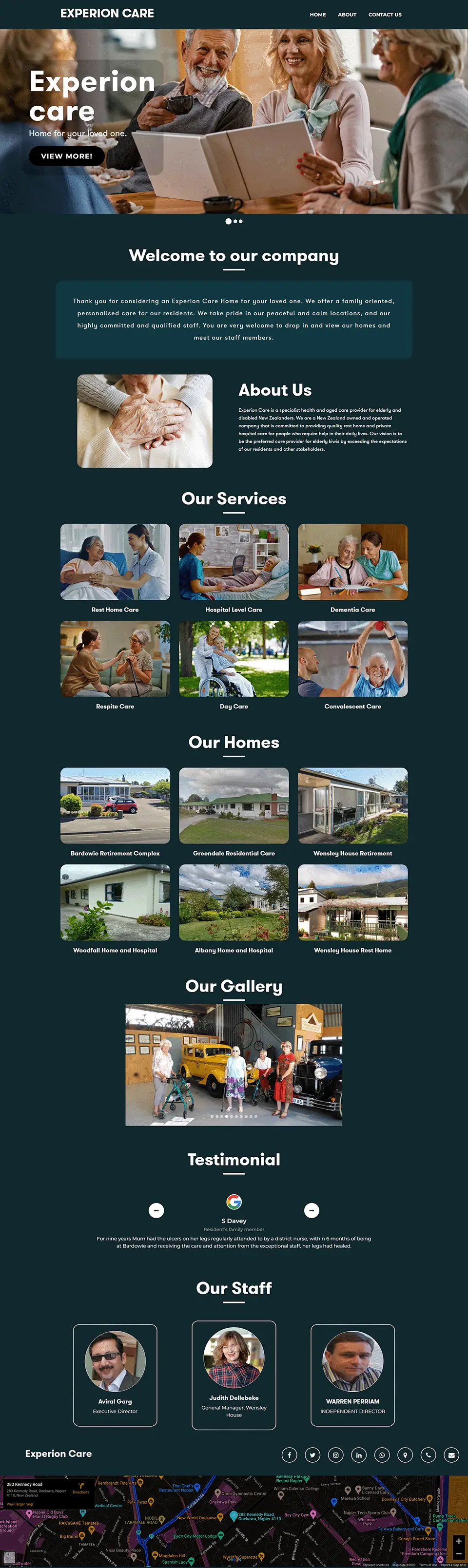 Experion Care health and age care provider website — KodeStudio