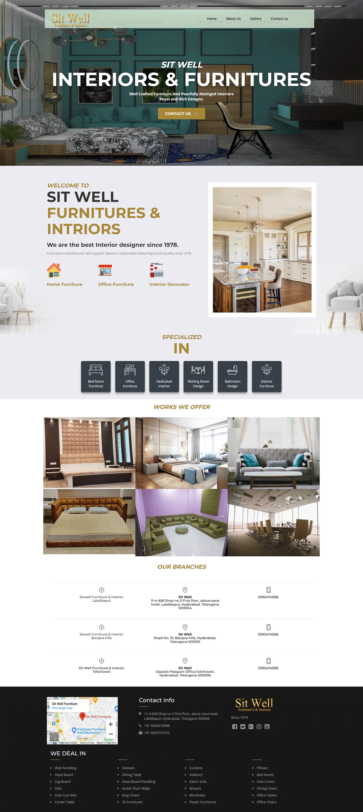 Sitwell Furnitures product catalogue and inquiry system — Kode studio Hyderabad